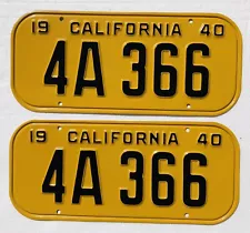 1940 California License Plates Pair. DMV Clear, Restored.