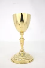 High Polished Brass Simple Embossed Chalice for Church or Chapel Use 7 1/2 In