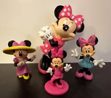 K5 Disney MINNIE MOUSE lot of 4 toys figurines 5" 3" Cake Toppers