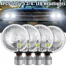 4X 5-3/4" 5.75" White LED Headlights Hi-Lo Beam For 1962-1973 Cadillac DeVille