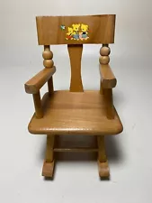 VTG 1950's Strombecker Mini Wooden Rocking Chair 7" Dollhouse Furniture 3 Bears