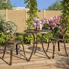 3PC Bistro Set Patio Table Chairs Furniture Balcony Pool Antique Vintage