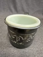 Vintage Initialed P Metal Shaving Mug With Milkglass Insert