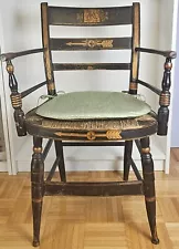 Antique Ebonized Stenciled Hitchcock-style Armchair