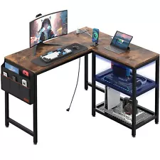 L Shaped Computer Desk 49 Inch Writing Study Corner Gaming Table with Storage...