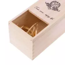 Handcrafted Rustic Wine Box - Single Bottle Sliding Lid - Gift Packaging