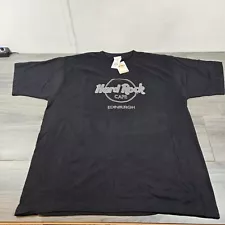 Hard Rock Cafe Edinburgh T Shirt Mens XL Black Graphic Print New Short Sleeve