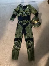 Halo Master Chief Halloween Costume Boys L 10-12. Army Dress Up Muscles Helmet