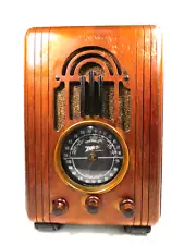 VINTAGE OLD ANTIQUE 1930s ZENITH 5-S-228 STUNNING WOOD CABINET ART DECO RADIO