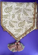 Formal Table Runner Brocade Leaf Pattern Tapestry Tassels Beads 16.5x86”SALE!