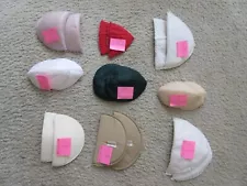 9 Pairs Women's Shoulder Pads Soft Fabric Insert Various Sizes EUC