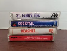 LOT OF 4 MOVIE SOUNDTRACK CASSETTE TAPES~BEACHEA~ST ELMO'S FIRE~COCKTAIL~BODY