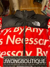 2015 Supreme The North Face By Any Means Necessary BAMN Nuptse Red Size Large