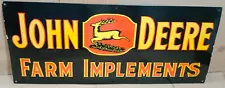 John Deere Farm Implements Porcelain Enamel Metal Sign 36 x 15 Inches 1 sides