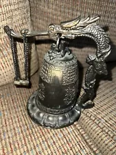 VTG Chinese Prayer Bell Asian Dragon Bronze Gong Tibetan Buddhist Temple Chime