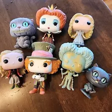 Alice In Wonderland Funko Pop Mad Hatter Cheshire Queen Looking Glass Figure Lot