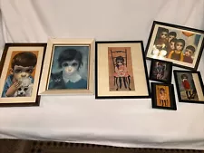 MARGARET Walter KEANE Black EYES Boy Girl Dog Cat Chinese Lot 1960s Vintage Art￼