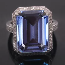 1.85Ct Octagon Cut Natural Blue Tanzanite Women's Ring In 925 Sterling Silver