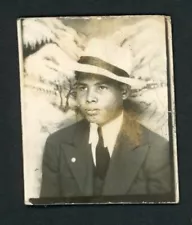 Serious Black African American Man Painted Backdrop Fedora Hat Photo Booth