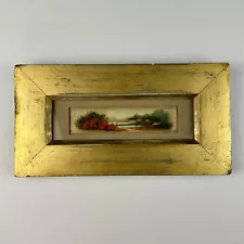 New ListingAntique Small c.1900 English Landscape w/ Cottage Watercolor Signed Gilt Framed