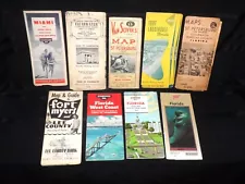 Vintage Lot (9) Road Maps 1960's-80's Florida, Miami, Clearwater, St. Pete, Ft M