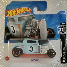 Hot Wheels ‘32 Ford 1:64 Mattel Diecast (Blue / Gulf) Creased Card