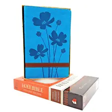 Holy Bible God's Word Translation Flowers Turquoise New Faux Leather