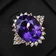 Spectacular Violet Amethyst Oval Rare 5.80Ct 925 Sterling Silver Handmade Rings