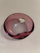 Vintage Murano Art Glass Cranberry Pink Hand Blown Ashtray - Alfredo Barbini