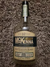 Henry McKenna 10 Year Single Barrel Bourbon Whiskey Empty Bottle & Stopper 750ML