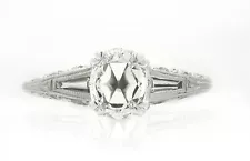 TACORI $23300 1.87ctw GIA VS2 H OVAL ROSE CUT PLAT ENG RING NO RESERVE AUCTION!