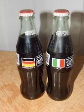 LOT of 2 Commemorative Coke Bottles 8 oz FULL - World Cup 1994 - Germany & Italy