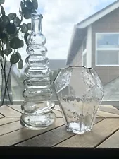 two vintage clear glass flower vases for sale!!