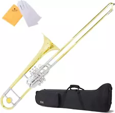 New ListingMendini MTB-43 B Flat Tenor Valve/Slide Combo Trombone - Yellow, Nickel, Silver