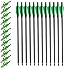 20" Crossbow Bolts Carbon Arrows 100Grain Arrowhead OD8.8mm 4" Vane for Hunting