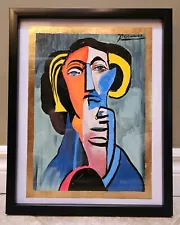 Picasso Original Oil Painting -Signed -Gallery Stamp -Framed -Not A Copy