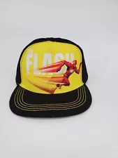 The Flash Hat Cap Snap Back Black Yellow Adjustable Flash Movie Six Flags Mens