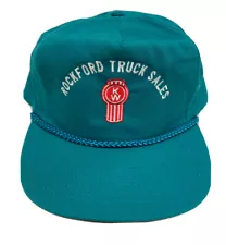 Vintage 90s 80s Rockford KW Truck Sales Blue SnapBack Trucker Hat Cap