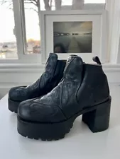 90’s Vintage Retro Black Platform Boots Grunge, Punk, Goth, Club Kid, KISS Y2K