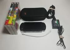 Sony PSP Black Handheld System PSP-3000 w/3 CIB Games, Charger & Case Tested