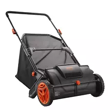 VEVOR Push Lawn Sweeper, 21-inch Leaf & Grass Collector, Strong Rubber Wheels &