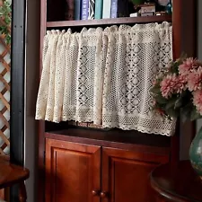 Vintage Hand Crochet Lace Short Curtain Valance Panels Cafe Tiers Kitchen Decor