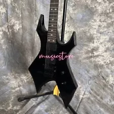 Unbrand Warlock Black Solid Electric Guitar FR Bridge HH Active Pickups for Sale