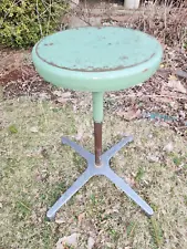 Ajusto Equipment Co. Vintage Industrial Adjustable Drafting Stool Mint Green USA