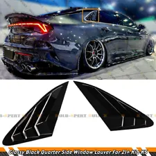 Gloss Black 1/4 Quarter Panel Rear Side Window Louver For 21-24 Kia K5 LX LXS GT