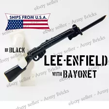 WW2 Lee Enfield Rifle w/ Bayonet • CUSTOM TOY Brick Weapons for Minifigs BLACK