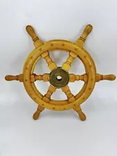 Ships Wheel Nautical Maritime Decorator piece Captain Pirate Wood and Brass 16”