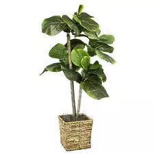 40" Artificial Fiddle Leaf Fig Tree in Handwoven Square Basket