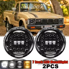 2PC 130W 7" Round LED Headlights Hi Lo Halo DRL for Toyota Pickup 1979 1980 1981