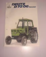 DEUTZ FAHR D7206 SPECIAL Tractor Sales Spec Leaflet ＃1099-323-72-6/78GB